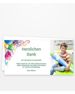Dankeskarte Einschulung mit Luftballons