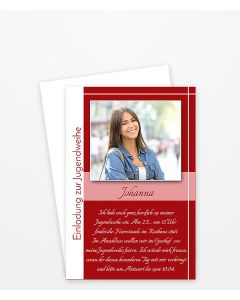 Einladung zur Jugendweihe edel und klassisch in Rot