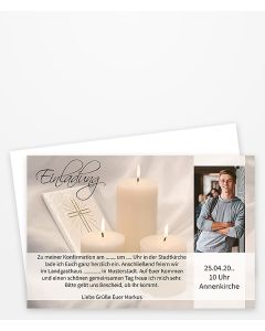 Einladung zur Konfirmation mit drei Kerzen 