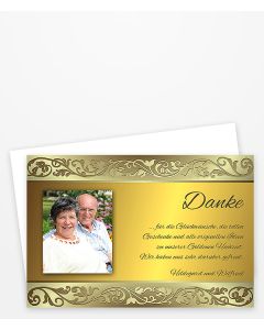 Dankeskarte Goldene Hochzeit mit goldener Bordüre