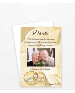 Danksagung zur Goldenen Hochzeit mit goldenen Ringen Eheringen