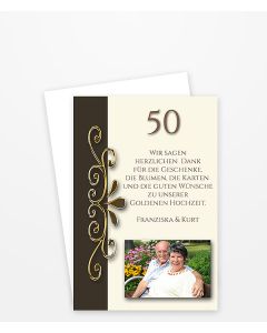 Dankeskarte zur Goldenen Hochzeit mit großer 50