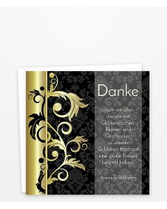 klassische Dankeskarte zur Goldenen Hochzeit mit goldenem Ornament