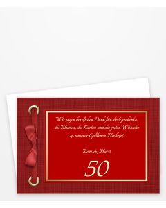 Dankeskarte Goldene Hochzeit mit roter Schleife Kategoriebild