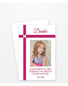 Dankeskarten und Danksagungen zur Kommunion mit Kreuz pink
