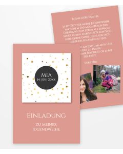 Moderne Einladung zur Jugendweihe mit Text, wahlweise mit Foto, oder ohne Foto.