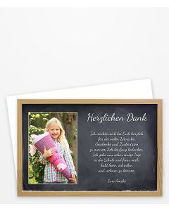 Dankeskarte Schuleinführung mit Schultafel