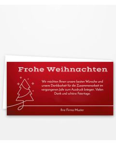 Weihnachtskarte mit Mit aus einer Linie in rot